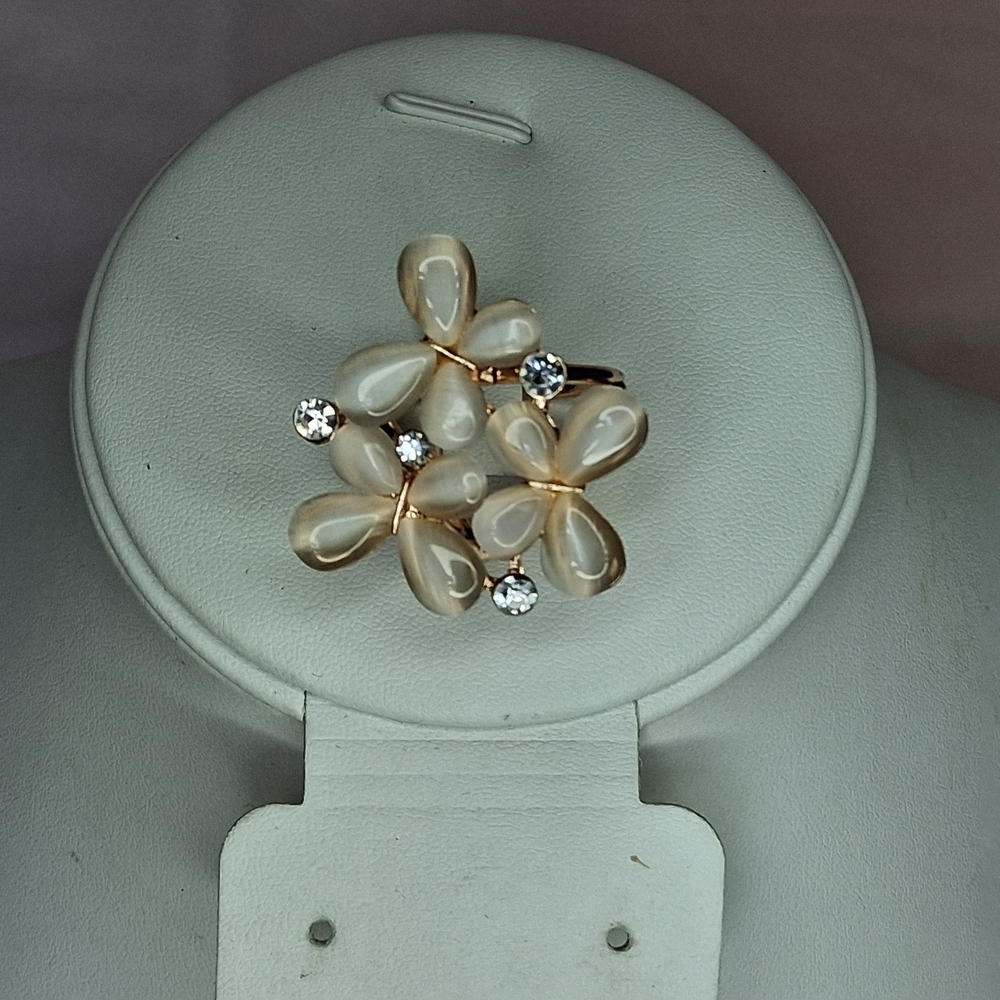 Pink Enamel Butterfly Cluster Rhinestone Gold Tone Scarf Clip Tie Ring Accent